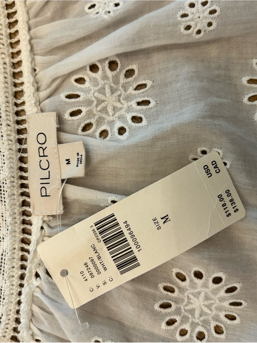 Pilcro/ Anthropologie White Eyelet Peasant Blouse - Picture 6 of 6